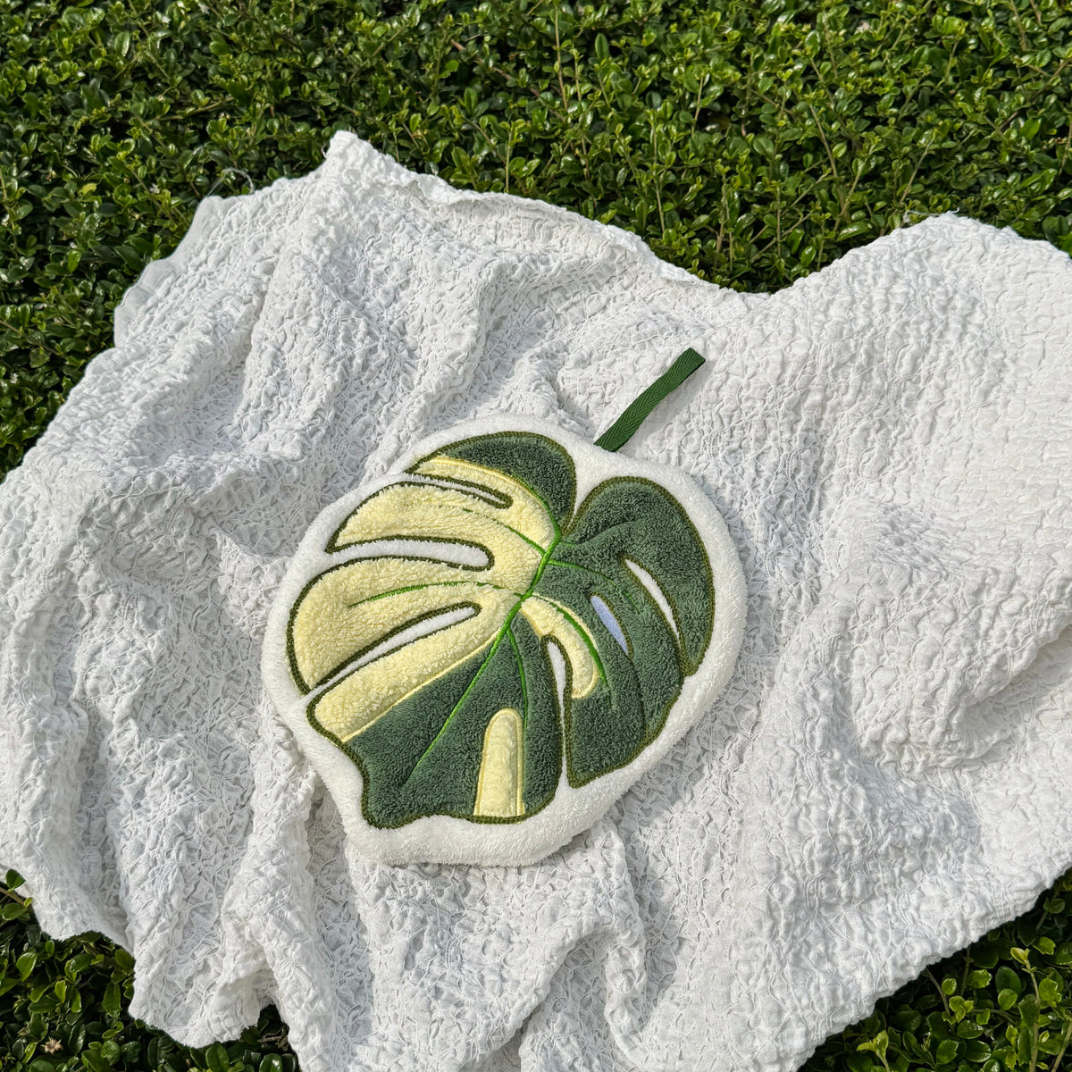 Variegated Monstera Leaf - Hanging Hand Towel