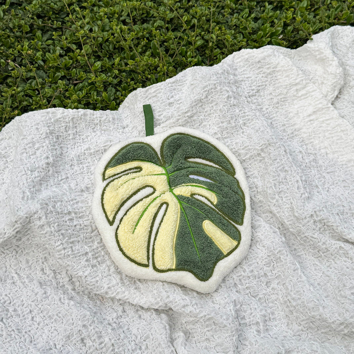 Variegated Monstera Leaf - Hanging Hand Towel