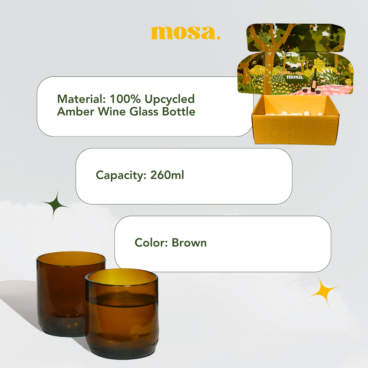 Amber Wine Bottle Drinking Glasses