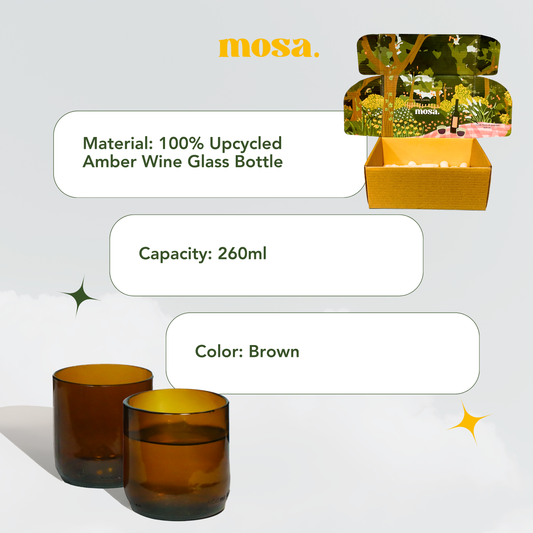 Amber Wine Bottle Drinking Glasses