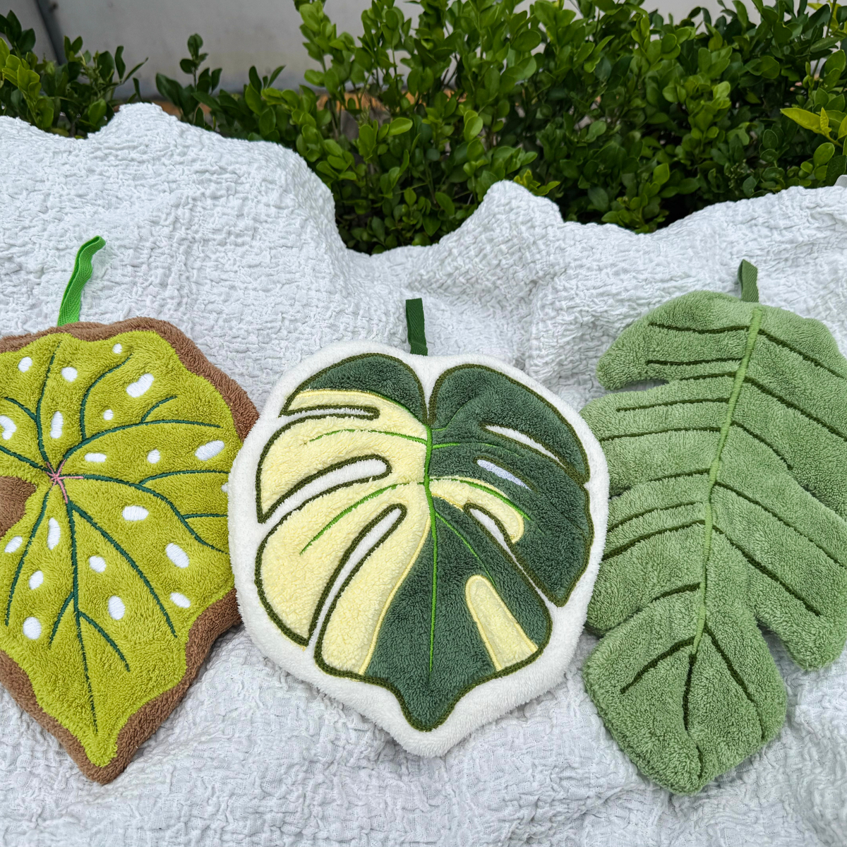 Variegated Monstera Leaf - Hanging Hand Towel