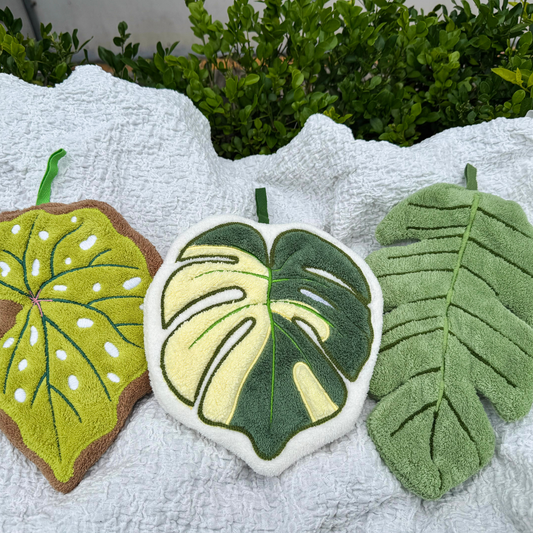 Variegated Monstera Leaf - Hanging Hand Towel