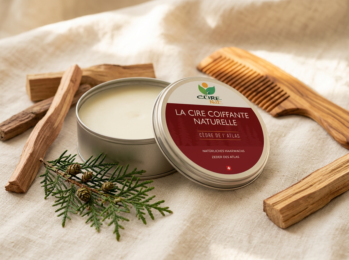 CureNat Natural Organic Atlas Cedar Hair Wax – Handmade, Vegan, Strong Hold