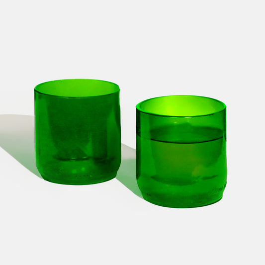 Green Wine Bottle Drinking Glasses