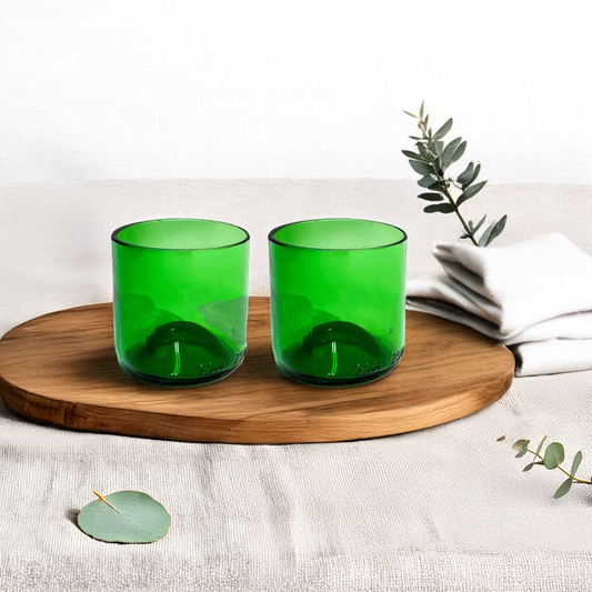Green Wine Bottle Drinking Glasses